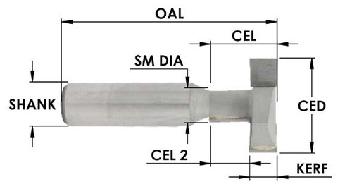 1-3/16˝ x 5/8˝ Carbide Tipped T-Slot Cutter 1/4 Kerf