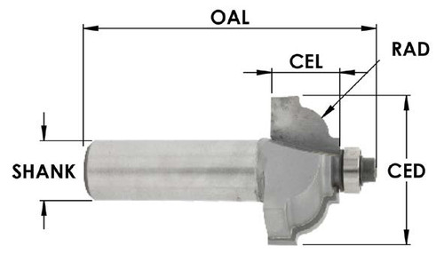 1-3/16˝ x 9/16˝ Carbide Tipped Classical Cove Bit 1/4 Radius