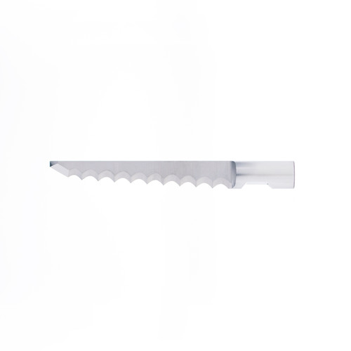CSR6352 32mm cut length, 6mm Round Shank, Single Serrated Edge Knife Blade 53mm OAL CSR6352 32mm cut length, 6mm Round Shank, Single Serrated Edge Knife Blade 53mm OAL