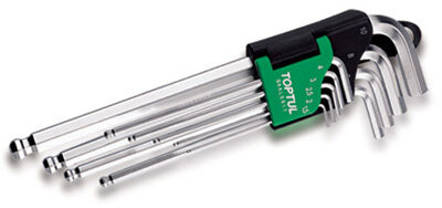 TOPTUL 9PC Long Ball Hex Key Set 1.5-10mm