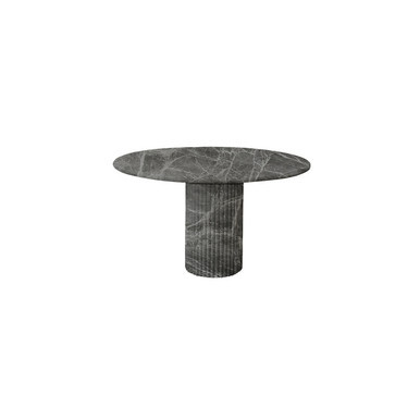 Colonna Fluted Round Travertine Dining Table