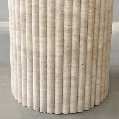 Colonna Fluted Round Travertine Dining Table
