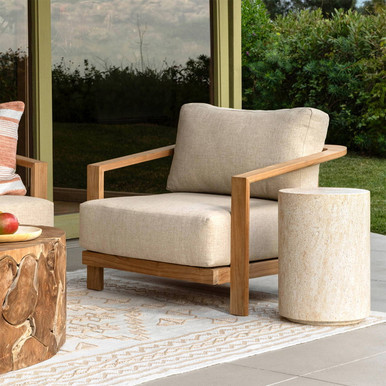 Faux Travertine Concrete Outdoor End Table