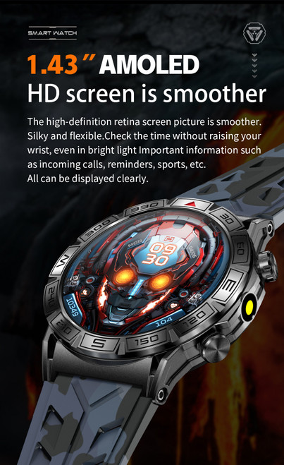 KC80 Men's Smartwatch: Calls, SMS, GPS, Altitude, Pressure, Compass, Flashlight