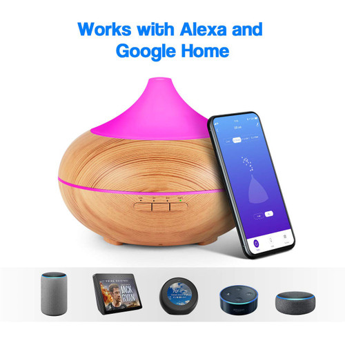 Tuya Smart WiFi Wood Aroma Diffuser: 400ml Ultrasonic Essential Oil Humidifier