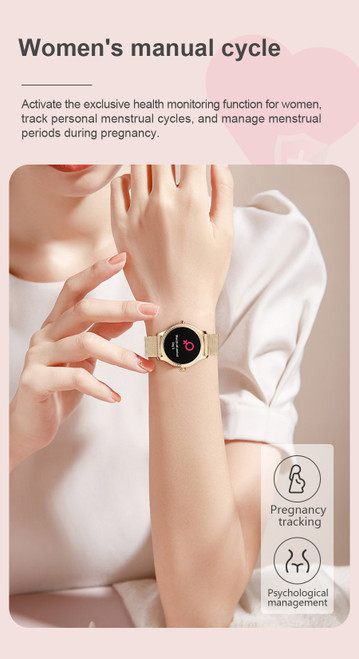 VALDUS Female Smart Watch: IP68 Waterproof, 1.28" HD, Sleep Monitoring