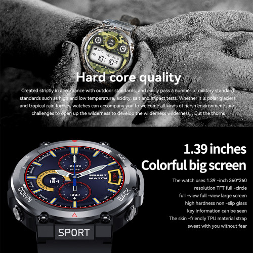 LF33 Men's Smartwatch: 1.39" IPS, Music, BT Call, Heart Rate & BP Monitor