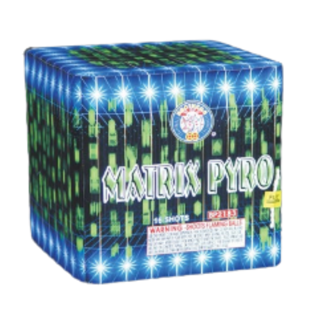 Matrix Pyro 16 Shots by Brothers 200 gram aerial cake