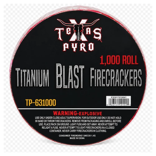 1,000 Roll Titanium Blast Firecrackers by Texas Pyro firecrackers