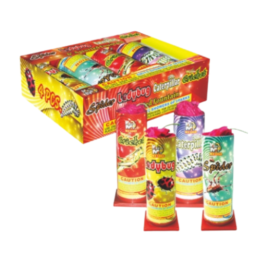 6" Assorted Fountain (Spider, Ladybug, Caterpillar, Cricket) by Mighty Max fireworks assortment