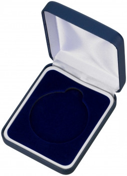 Medal Box Blue Flocked 70mm Recess