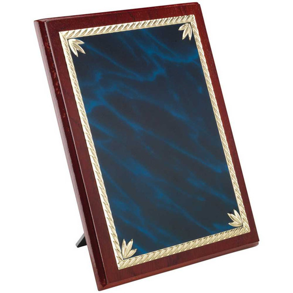 Rope Edge Gold/Blue Mist Brass on Wood Presentation Award