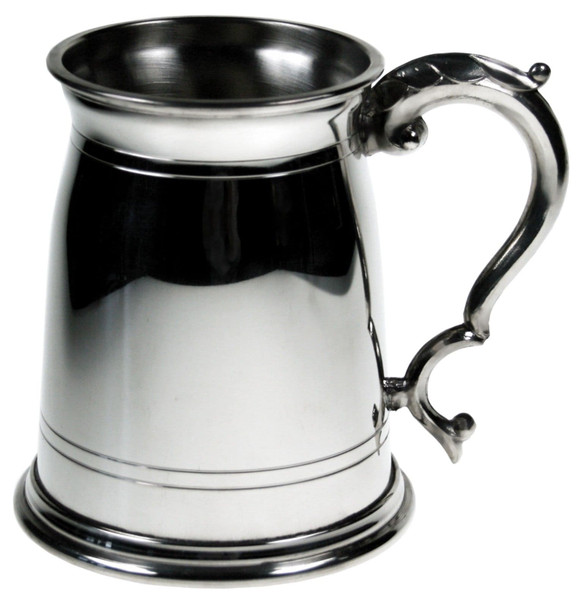 1pt Old London Fancy Handle Pewter Tankard