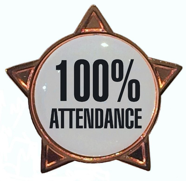 100% ATTENDANCE - STAR Lapel Badge