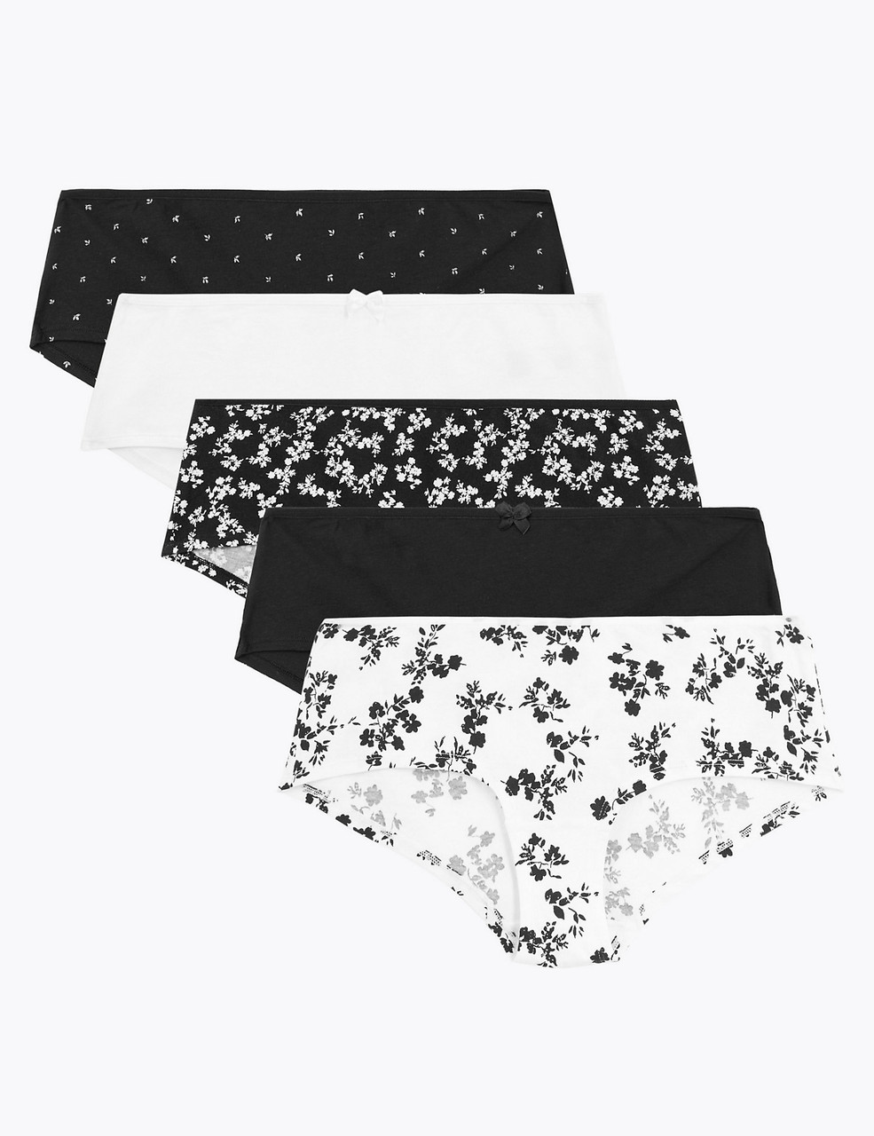 M\u0026S cotton mono floral hipster panties