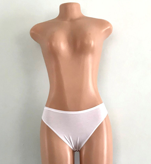 High rise, high cut cotton panties in white front view