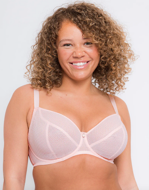 Happy Boobs Balcony Bra in soft pink, front