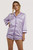 Tracy Lilac Leopard shorts PJ set front closeup