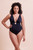 Sunset Palm Reversible Non-Wired Multiway Swimsuit front View in black