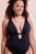 Sunset Palm Reversible Non-Wired Multiway Swimsuit front View in black