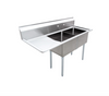 Buy | Shop | 56.5" Two Compartment Sink with Corner Drain and Left Drain Board - 18" x 18" x 11" Bowl (25250) 60s2171718gl Si818-2L