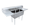 buy | shop | 72", Two, Compartment, Sink, with, Corner, Drain, and, Two, Drain, Boards,  18", x 21", x, 14", Bowl ,(25269), 25269