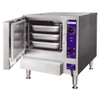 The Cleveland 22CET3.1 SteamChef 3-Pan Electric Boilerless Convection Steamer is the perfect solution for busy commercial kitchens. This steamer delivers high-quality results quickly and efficiently. It features a 208/240V electric system, three full-size 12” x 20” pans, and a boilerless design that eliminates the need for a steam generator and pipes.

The Cleveland SteamChef 3-Pan Electric Boilerless Convection Steamer has incredible temperature control capabilities and cooks vegetables, rice, seafood, pasta, and other foods to perfection. It has a manual timer with a 10-minute maximum and an audible signal, as well as a 60-minute mechanical timer. It is easy to clean and maintain, and it saves time and energy with its powerful performance and fast steam recovery.

This commercial steamer is built for long-term use. It has a heavy-duty stainless steel cabinet and removable doors for easy access and cleaning. It is designed with a bump-up control system that prevents steam from escaping and a recessed control panel that prevents accidental contact with the controls.

The Cleveland 22CET3.1 SteamChef 3-Pan Electric Boilerless Convection Steamer is the perfect choice for commercial kitchens that need a powerful and efficient steamer. Its boilerless design and 208/240V electric system make it ideal for high volume use, and its fast steam recovery and temperature control capabilities make it easy to prepare delicious food quickly.