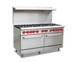 Add an invaluable cooking appliance to your commercial kitchen with this 60" Gas Range, (10) Open Burners and (2) 26-1/2" Ovens. Boasting 10 open burners (32,000 BTU/each) this restaurant range is made to stand up to the demands of any busy commercial kitchen while it's exceptionally durable cast iron grates can stand up to heavy-duty commercial use. As an added benefit, this range features a drip tray beneath the burners that catches excess oil drippings.
