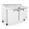 Standard Features
• Stainless steel exterior & interior
• Rear mount compressor with environmentally friendly
R290 refrigerant
• Concentrated airflow design for even distribution of
airflow around pans. Unmatched cabinet airflow design
• Electronic Temperature Controller
• Removable stainless steel pan liner
• Maintains temperatures between 35°F – 38°F
• Locking divider bars
• Pre-installed 6” deep poly pans
• 9-1/4” cutting board
• Recessed door handle(s)
• Self-closing door(s) with stay open feature
• Magnetic door gasket(s) standard for positive door seal
• One(1) pre-installed shelf per section
• Pre-installed casters