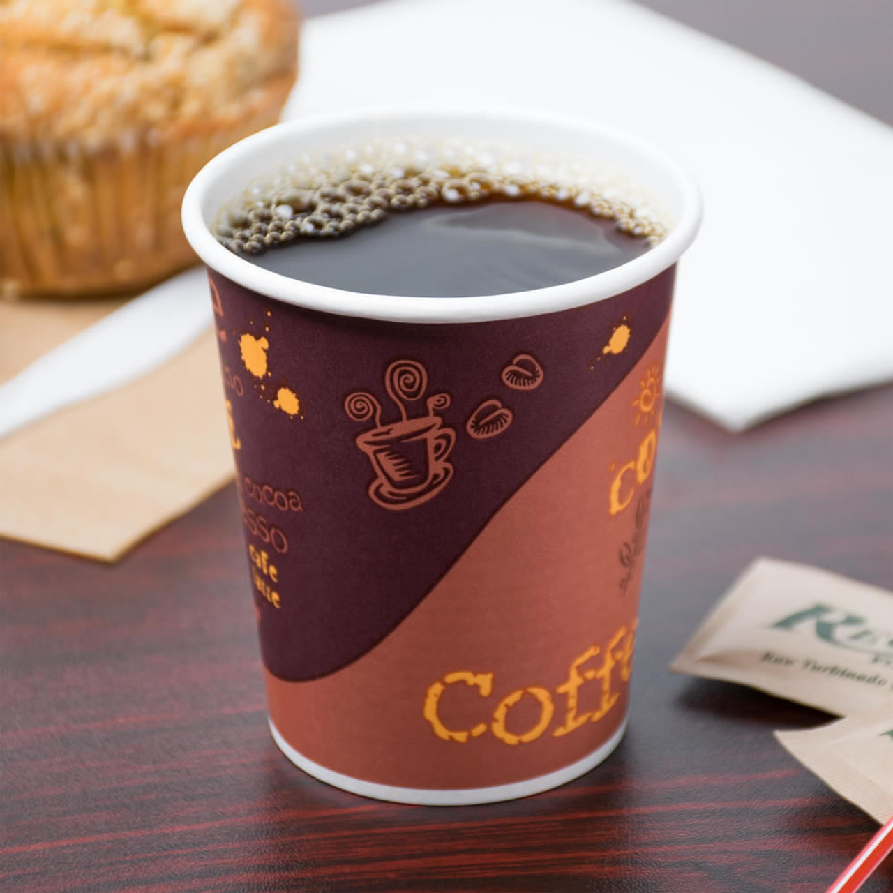 Hot Cup with Coffee Design - 1000 / Case-8 oz. Poly Paper  