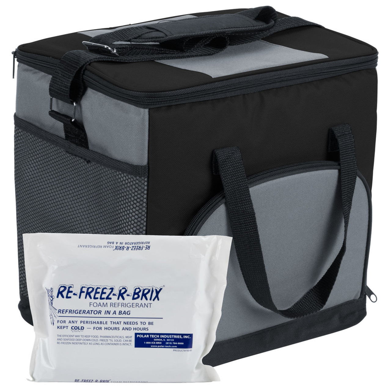 Cooler with Foam Freeze Pack Kit-Black Insulated Nylon 
