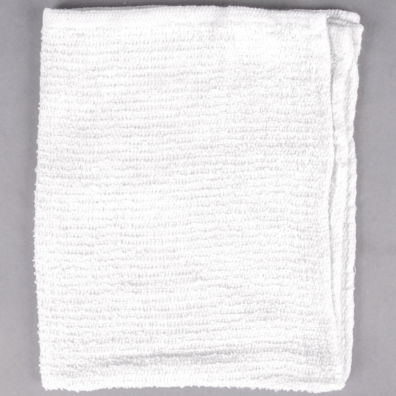 Cotton Ribbed Terry Bar Towel - 12/Pack-16" x 19" White -24 oz. 100% 