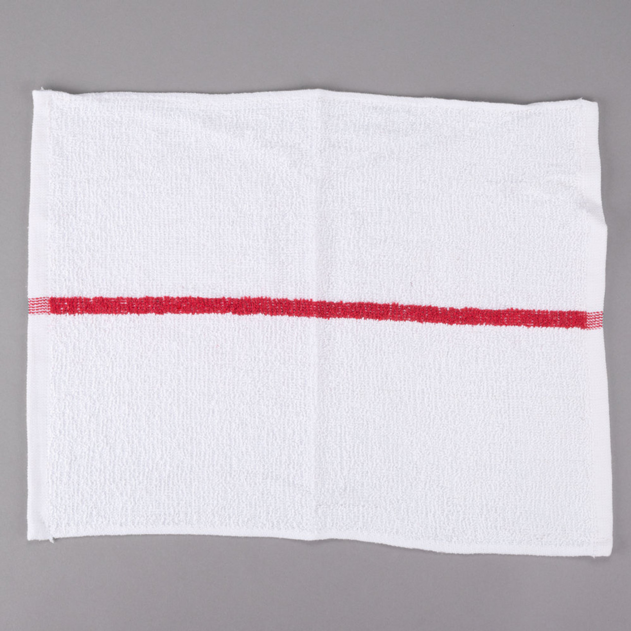 Cotton Bar Towel - 12/Pack-16" x 19" Red-Striped 32 oz. 100% 