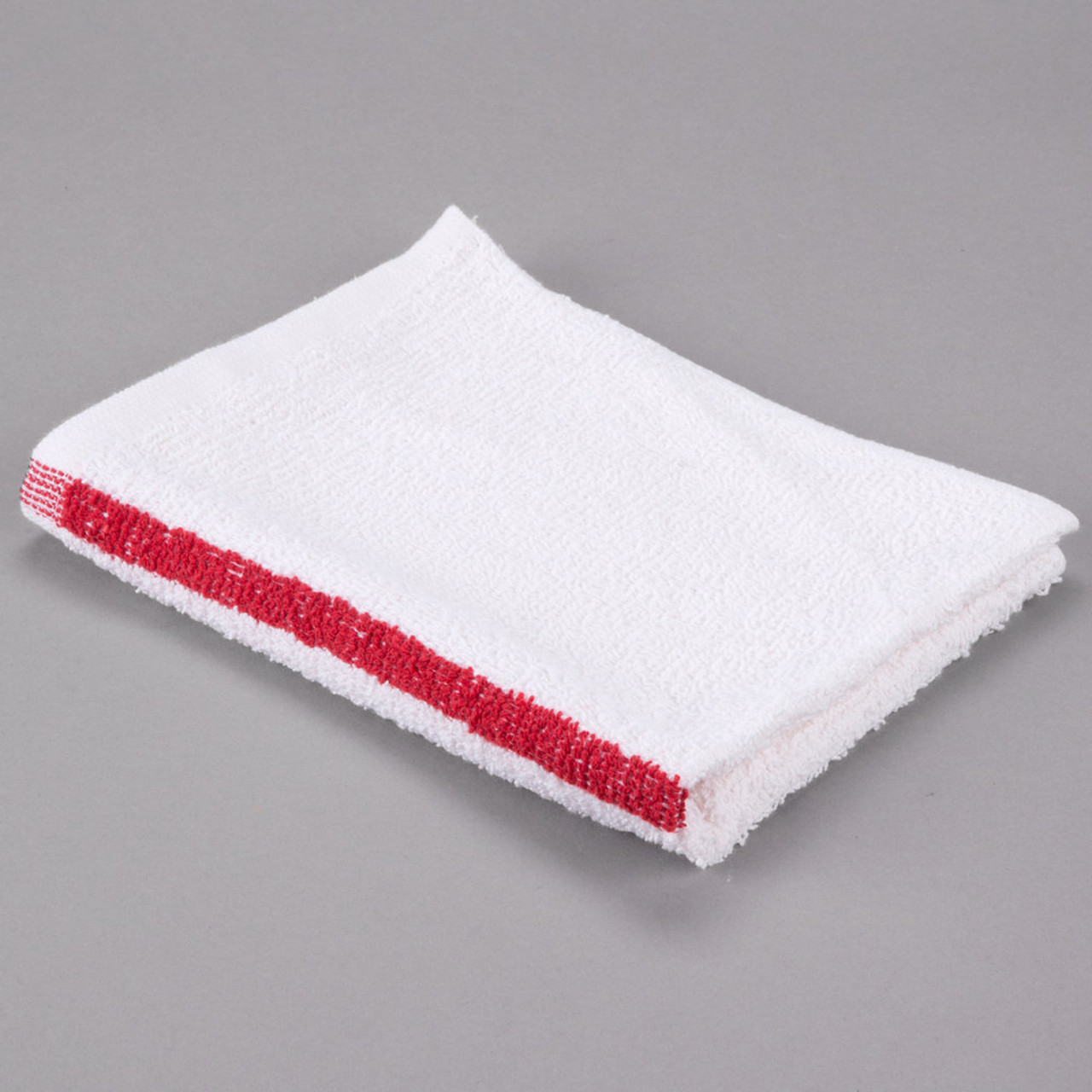 Cotton Bar Towel - 12/Pack-16" x 19" Red-Striped 32 oz. 100% 