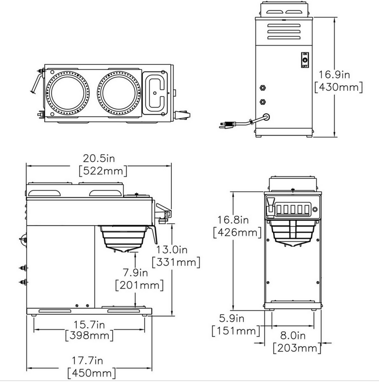 CWTF15-3, Plastic Funnel (2 Upper/1 Lower Warmer)