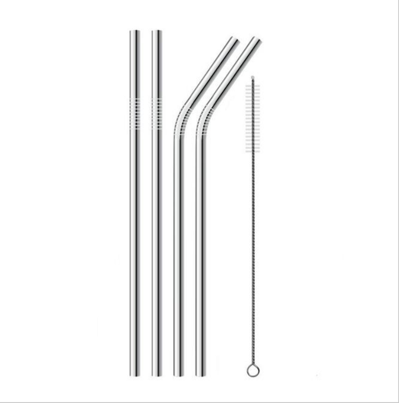 Stainless Steel Reusable Drinking Straws | 4 Pack + Cleaning Brush