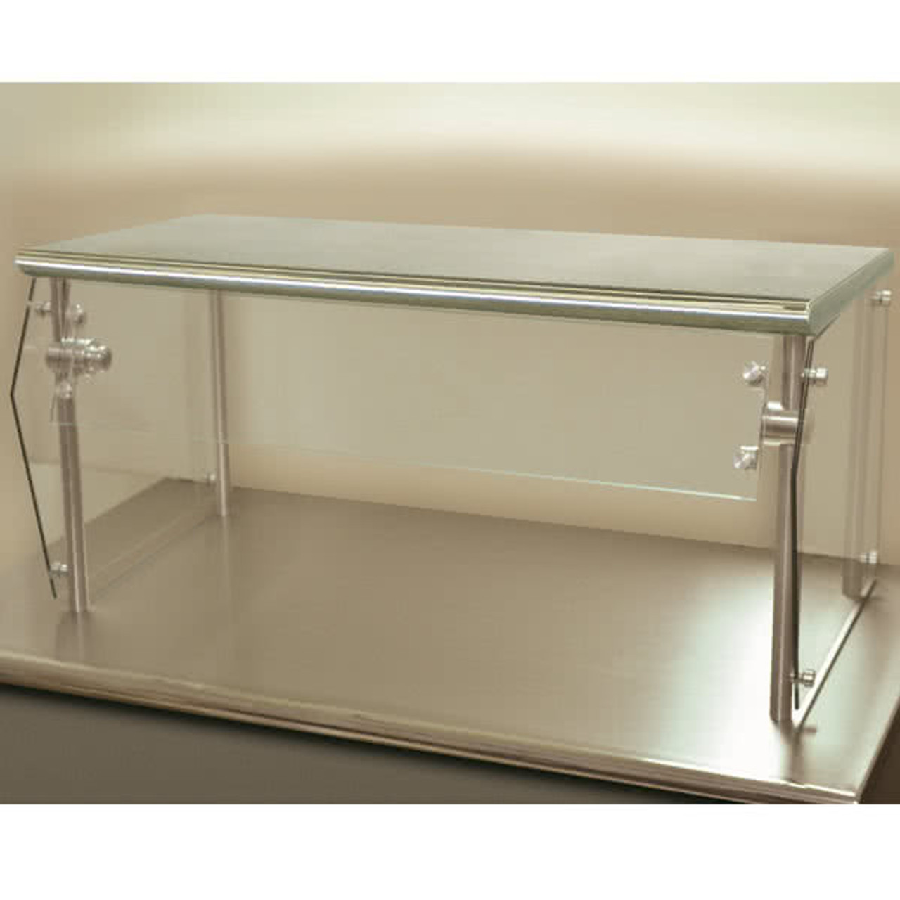 Sleek Shield NSG-12-72 Single Tier Self Service Food Shield with Stainless Steel Shelf - 12" x 72" x 18"