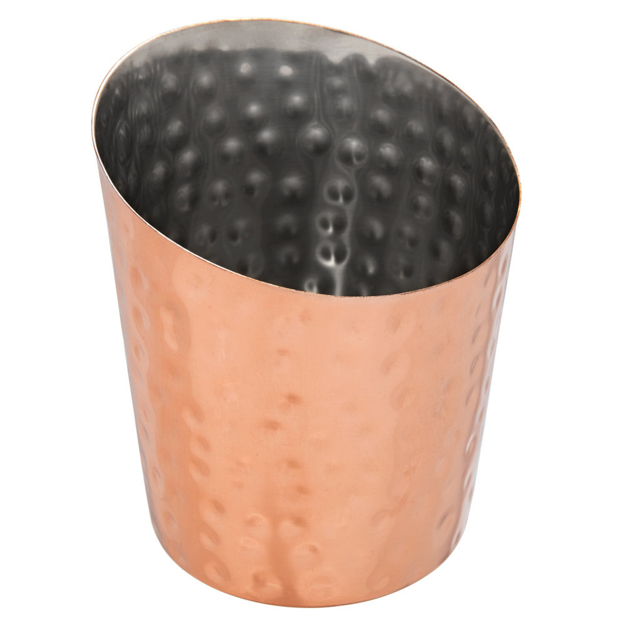 Hammered Copper Stainless Steel Appetizer / French Fry Holder with Angled Top-12 oz. 