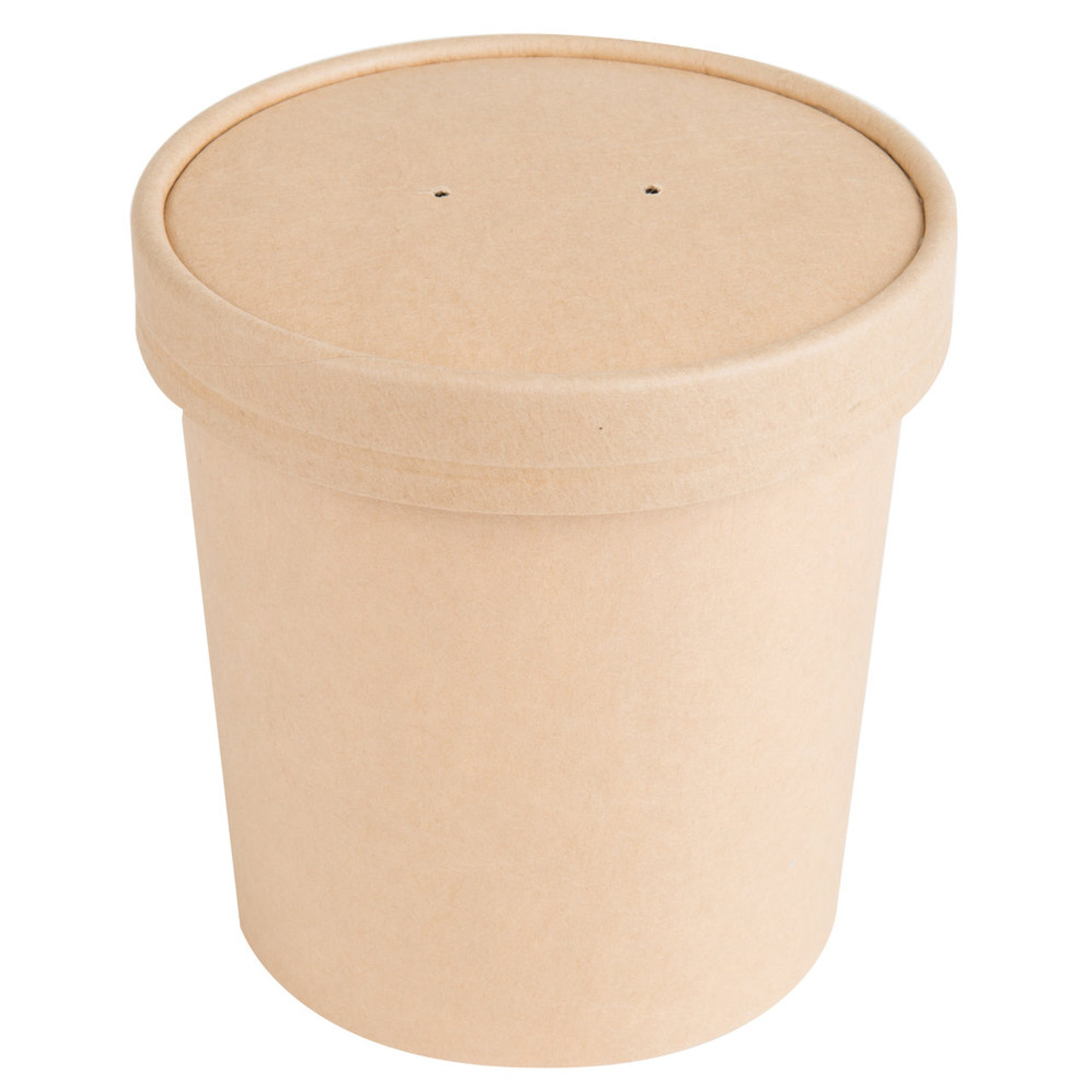 Kraft Compostable Paper Soup / Hot Food Cup with Vented Lid - 250/Case-Eco 16 oz. 