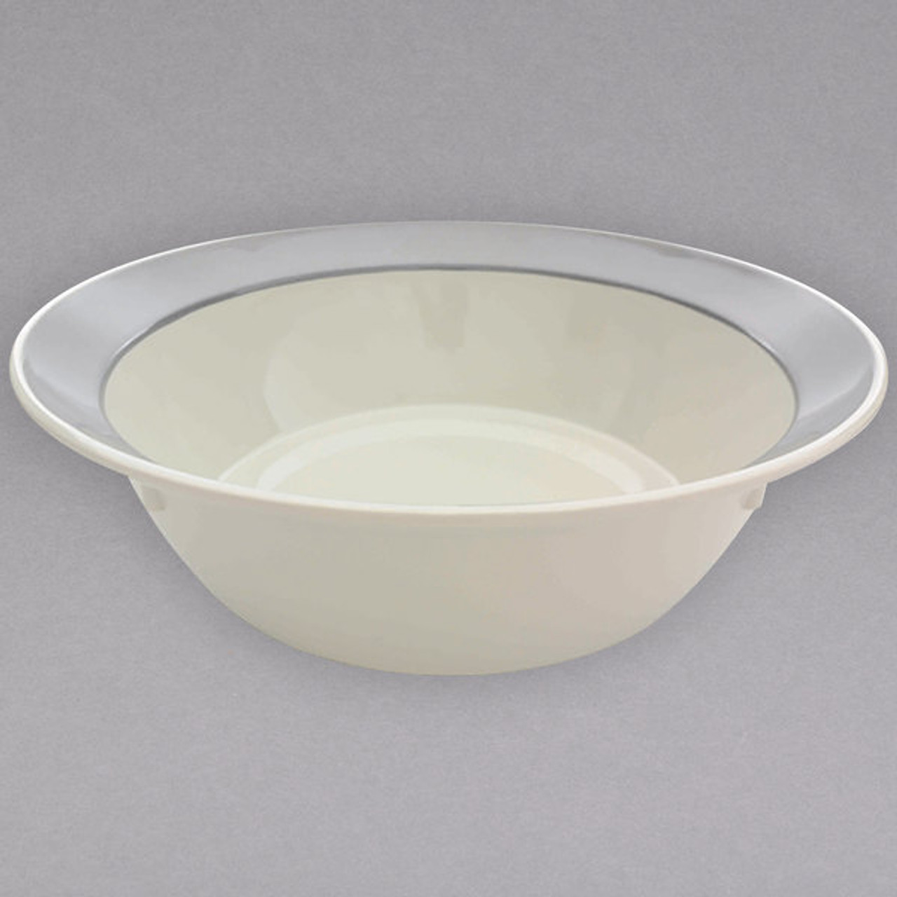 Graham 6 Qt. Ivory Melamine Bowl with Gray Edge-Thunder Group SD6015H 