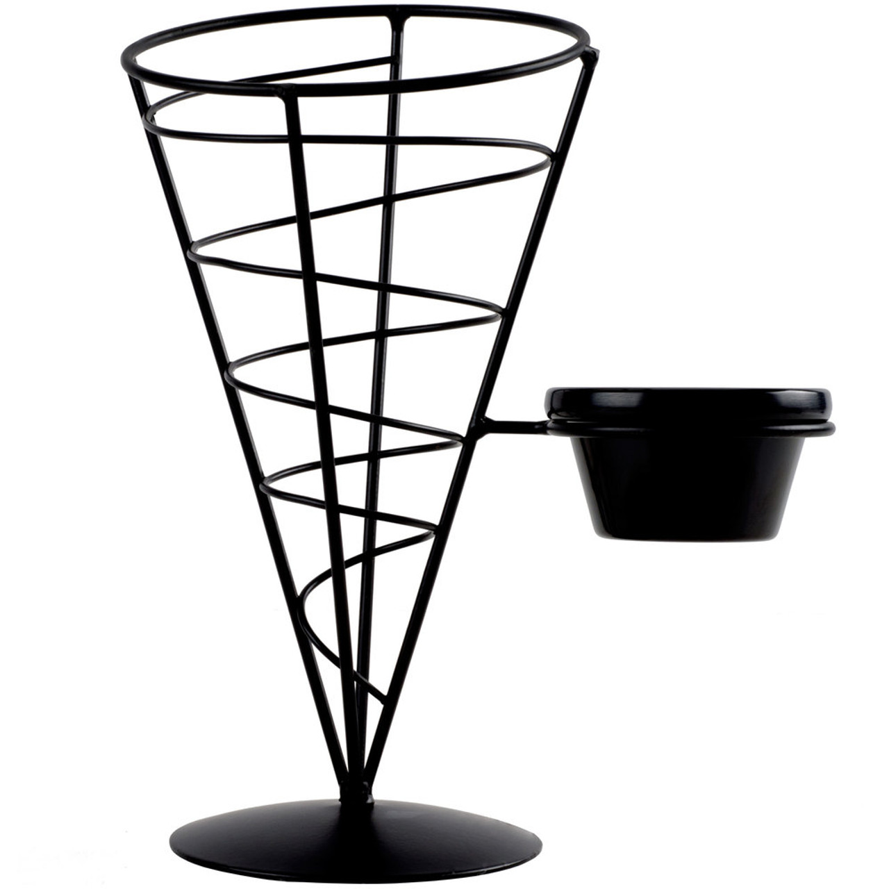 Vertigo Round Appetizer Wire Cone Basket with 1 Ramekin - 5" x 7"-Tablecraft ACR57 