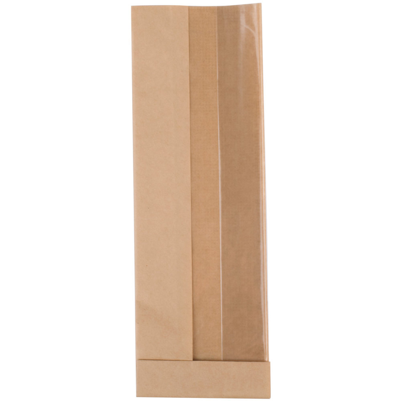 3 1/2" x 2 1/4" x 10 3/4" Dubl View ToGo! Kraft Window Sandwich / Bakery Bag - 500/Case-Bagcraft Papercon 300080 