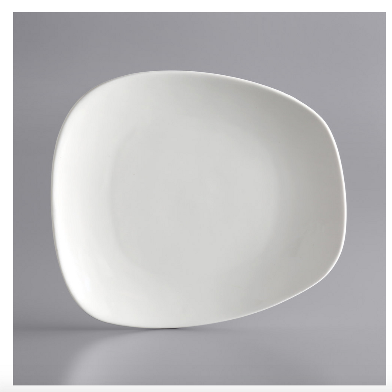 8 3/4" x 7 3/4" Cream White Asymmetric Plate - 24/Case