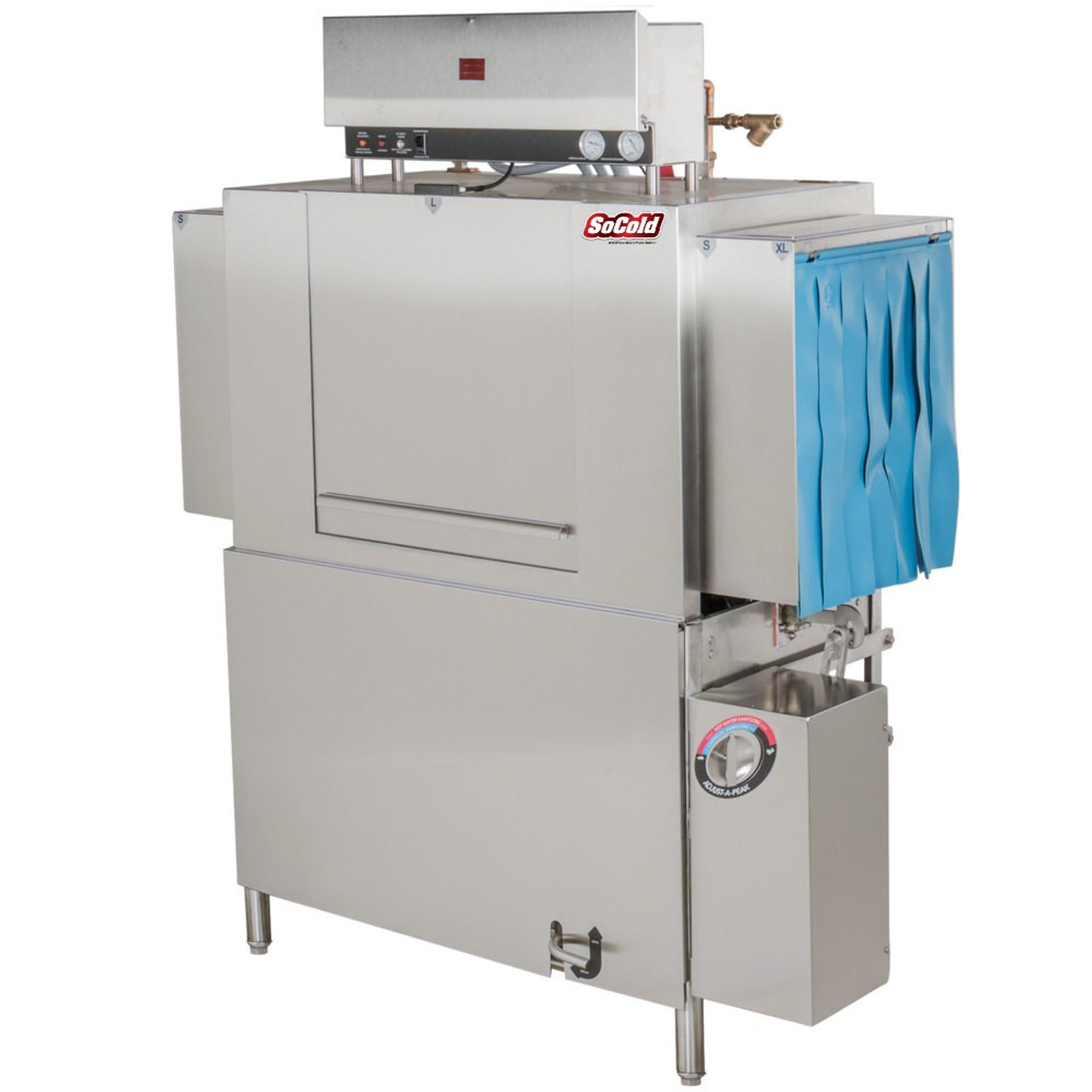 SoCold Warewashing 44 Conveyor High Temperature Dishwasher - Right to Left, 230V, 3 Phase