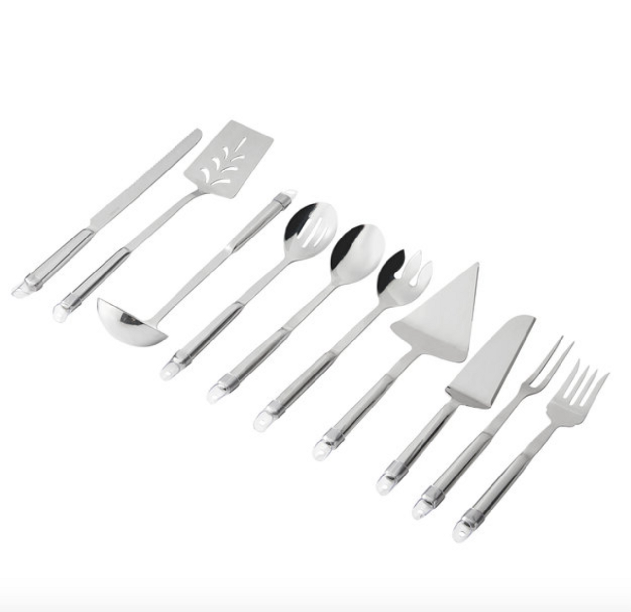 Choice 10-Piece Hollow Stainless Steel Handle Buffet Serving Utensils Set