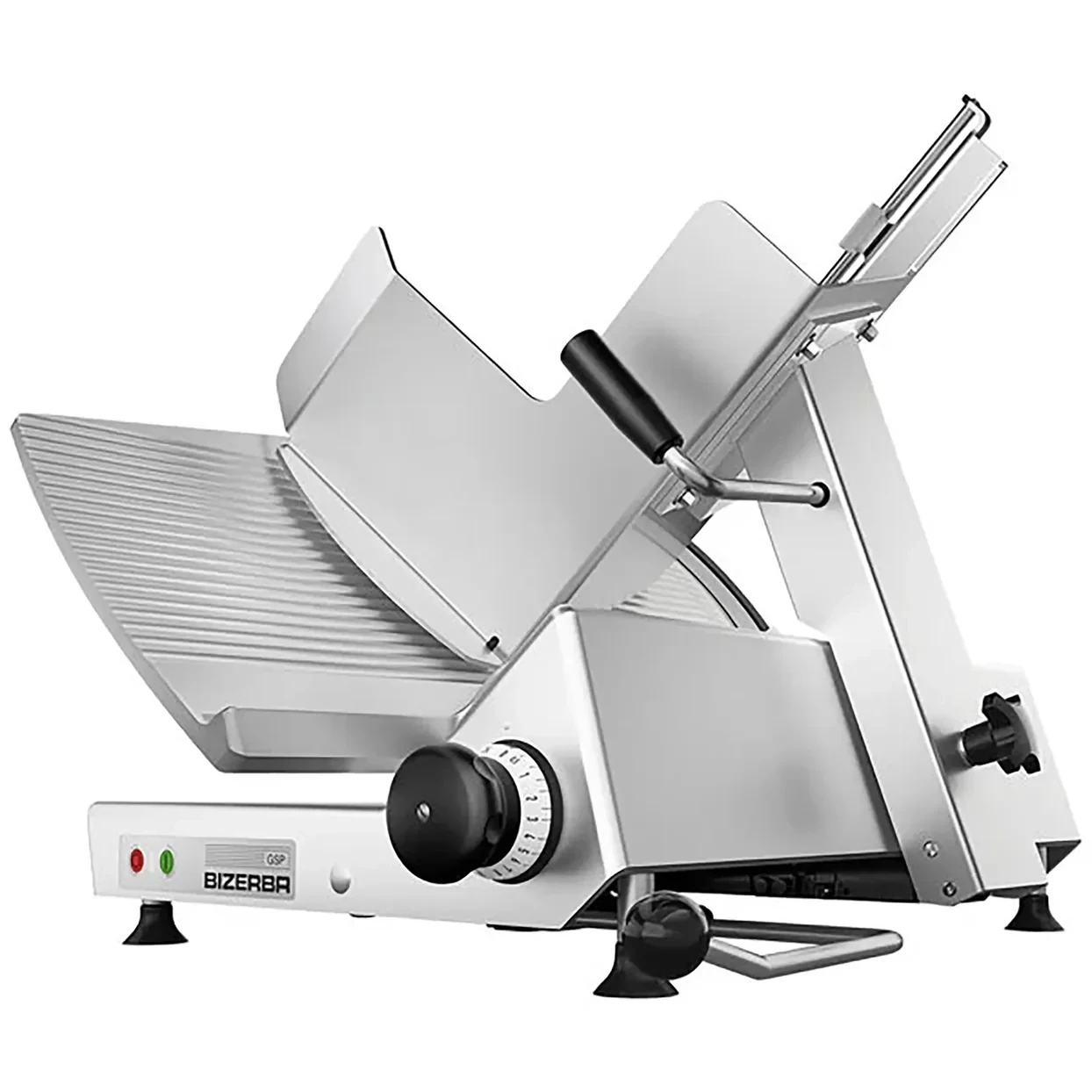 Bizerba GSP V 2-150 Details

The worldwide standard for ergonomics and safety, the Bizerba GSP Series V 2-150 13" manual restaurant slicer is the ideal addition to any meat slicing operation. This unit provides 1/2 hp, 319 RPM, and a razor sharp 13" hard alloy blade so that you can quickly slice up your own meats for the perfect signature sandwiches, pizzas, and appetizers. Chromium-coated with 60-62 Rockwell hardness at the edge, this blade is the hardest, thinnest, largest, and straightest blade in the industry. With a sturdy carriage, no-volt release, and non-slip rubber feet, this slicer is ideal for start-up delis, markets, and restaurants.
