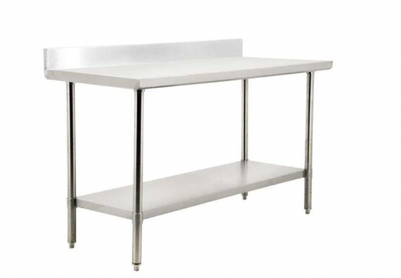 24" x 60" Stainless Steel Table With 4" Backsplash