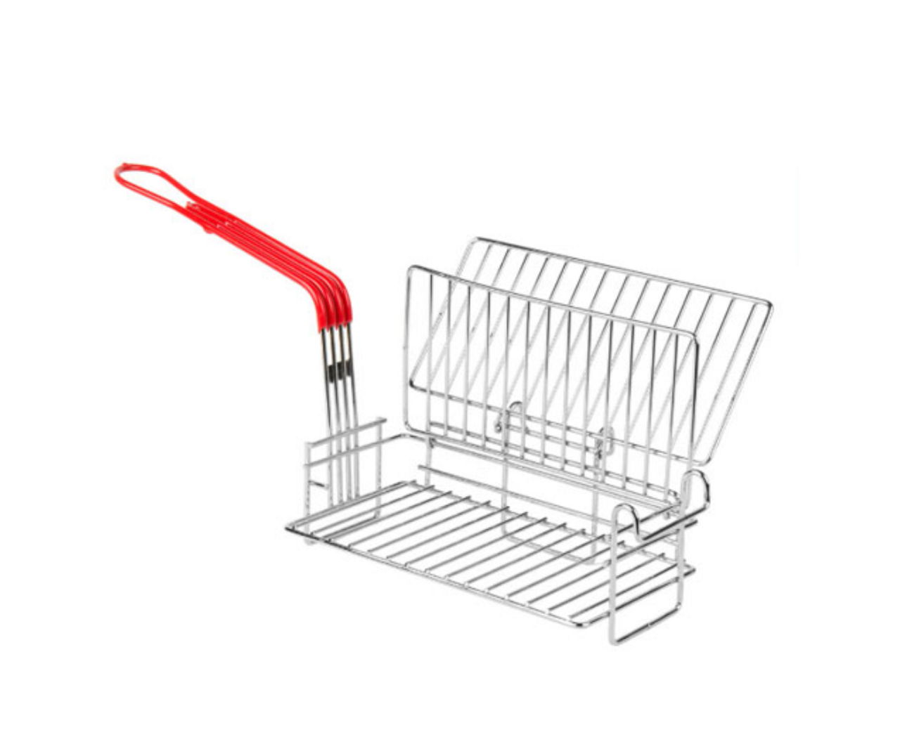 Winco FB-03 Chimichanga/Burrito Fry Basket with Red Plastic Handle