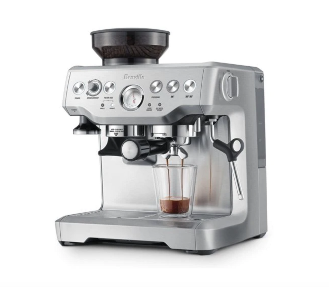 shop | Buy | Breville BES870BSS The Barista Express Espresso Machine Create great tasting espresso in less than a minute. The Barista Expresso allows you to grind the beans right before extraction