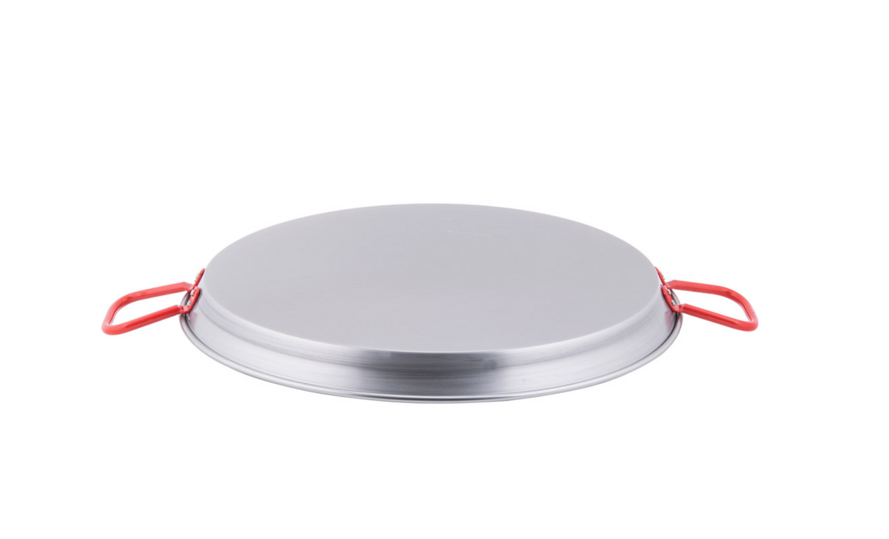 shop | buy | 23" Polished Carbon Steel Paella Pan with Red Handles cspp-23